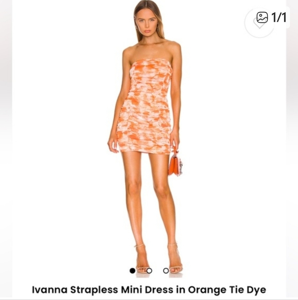 Revolve's Superdown Ivanna Strapless Mini Dress in Orange Tie Dye Small